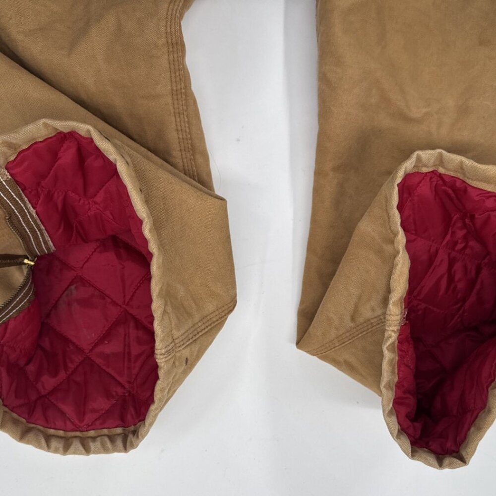 Vintage Carhartt Coveralls Quilted Insulated Duck Tan Mens 48 Red Lined X01 BRN - Picture 4 of 16